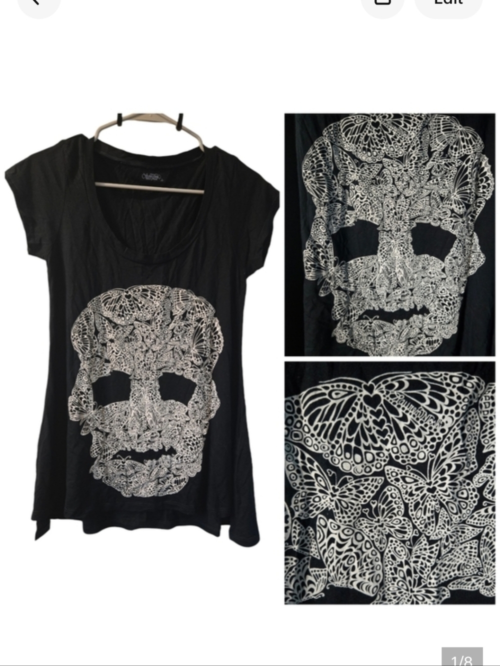 Lauren Moshi NWOT Butterfly Skull tee